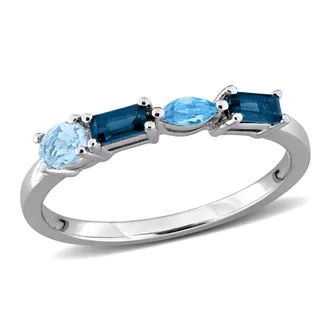 Mimi & Max Multi-Gem Four Stone Ring Sterling Silver
