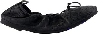 Burberry Check Leren Fawn Ballerinas - Dames - Ballerinas - Zwart - 35 EU - Leer - Schoenen