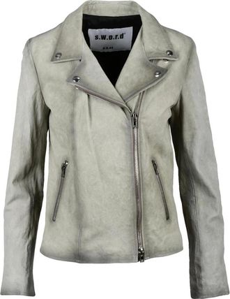 S.W.O.R.D 6.6.44 Chiodo Jacket - Dames - Leren en Su&egrave;de Jassen - Beige - L - Leer - Jassen