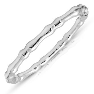 MAX + STONE 925 Sterling Silver 7 Inch Bamboo Bangle Bracelets with Hinged Clasp