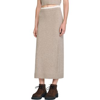 Sandro Long two-tone knit skirt in Caramel at Nordstrom, Size 34 Eu