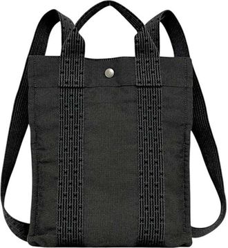Herm&egrave;s Gray Canvas Backpack (Pre-Owned)