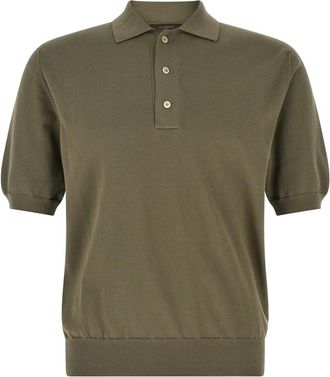 Zanone Green Cotton Knit Polo Shirt