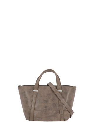 PESERICO Brown Suede Bag With Rhinestone Embellishments And Removable Strap