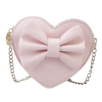 Yardwe Creative Heart-shaped Bag with Bowknot Crossbody Satchel for Women and Moderate Capacity Cosmetics and Key Holder Stylish Pink Diagonal Purse for Ever
