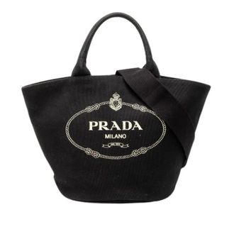 Prada Pre-owned Tote Bags, female, Black, Size: ONE SIZE Pre-owned Canvas Satchel
