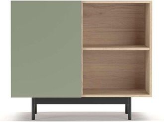 HERDASA Herdasa - Mueble Auxiliar Modelo 601-2 Acabado En Roble/verde. 78 Cm (alto) X 90 Cm (ancho) X 34 Cm (prof.)