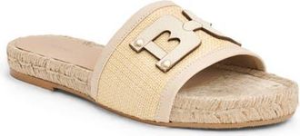 Bruno Magli Sabina Slide Sandal in Natural Raffia/White at Nordstrom, Size 10