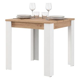 Dmora Mesa Fija Trosa, 4 Plazas, Tablero Efecto Entablado, Forma Cuadrada, 80x80x76h Cm, Marr&oacute;n Roble Nudos
