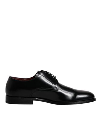 Dolce & Gabbana Black Calfskin Leather Derby Lace Up Formal Dress Mens Shoes