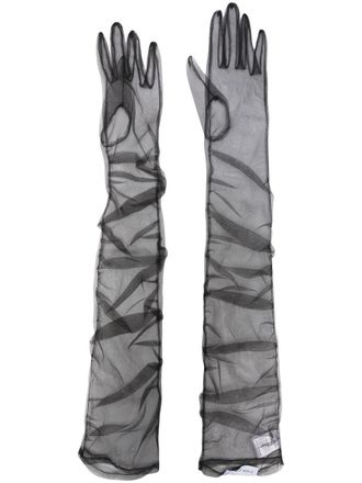 Ioana Ciolacu sheer long-length gloves - Black