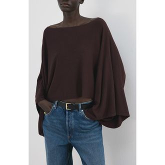 Mango Cape Sleeve Crop Top in Wine at Nordstrom, Size X-Small