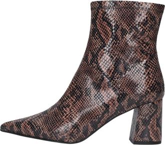 Notre-V Dames Enkellaarsjes 2478c - Dames - Laarzen met Hak - Bruin - 37 EU - Wol - Schoenen
