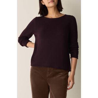 Eileen Fisher Bateau Neck Cotton Blend Sweater in Cassis at Nordstrom Rack, Size X-Large