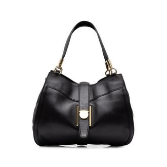 Ferragamo Black Leather Shoulder Bag Tote Bag (Pre-Owned)