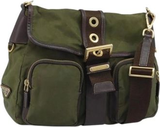 Prada Pre-owned Cross Body Bags, female, Green, Size: ONE SIZE Pre-owned Vintage Nylon Shoulder Bag
