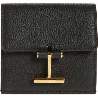 Tom Ford Tara Leather Card Wallet in Black at Nordstrom