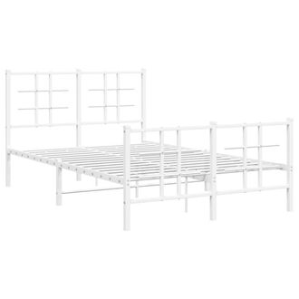 Berkfield Home Metal Bed Frame without Mattress with Footboard White 120x200cm | Size: Small Double