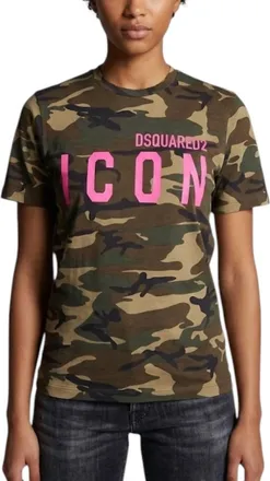 Dsquared2 Womens Camouflage Print Cotton T-Shirt In Multi