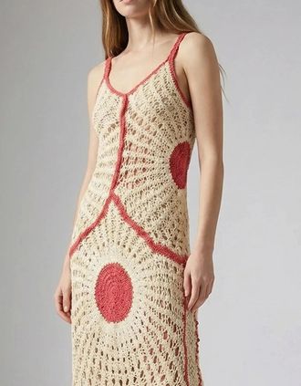 Oceanus Womens Soleil Crochet Ivory Dress - Tan - Size: 10/8
