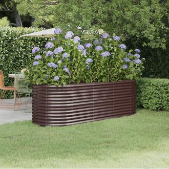 vidaXL Vidaxl - Jardinera Arriate Acero Galvanizado Marr&oacute;n 224x80x68 Cm