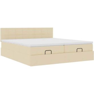 vidaXL Estructura De Cama Otomana Con Colchones Tela Crema 180x200cm Vidaxl