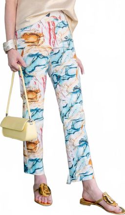 Krazy Larry Print Straight-Leg Pant In Aqua Splash
