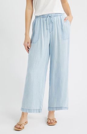 Beach Lunch Lounge Inaya Chambray Drawstring Ankle Pants in Bleach Wash at Nordstrom, Size X-Large