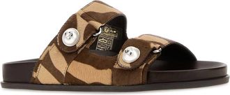 Jimmy Choo London Womens Printed Calf Hair Fayence Slippers Chocolatemix Flat Shoes