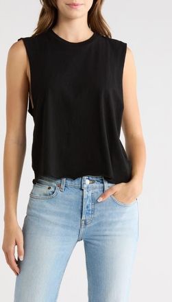 Re/Done Susan Cotton Blend Tank in Black at Nordstrom, Size X-Small