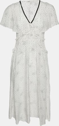 Maje White Star Print Synthetic Racky Ruffled Midi Dress