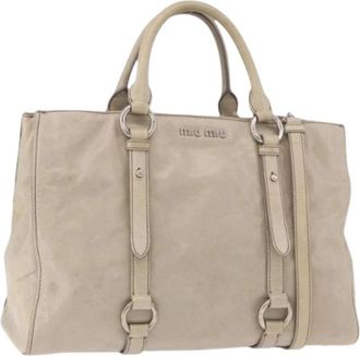 Miu Miu Pre-owned Hand Bag - Dames - Vintage Handtas - Beige - ONE Size - Leer - Vintage