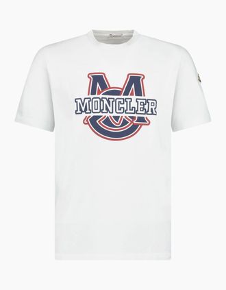Moncler Mens Moncler Logo Print T-Shirt White - Size: 38