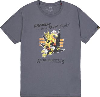 Alpha Industries T-Shirt ALPHA INDUSTRIES Gremlin T-Shirt, Herren, Gr. M, grau (grauschwarz), Obermaterial: 100% Baumwolle, Shirts T-Shirt