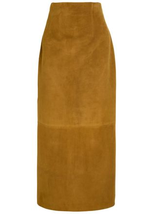 Khaite Loxley Suede Midi Skirt - Brown - 2 (UK6 / XS)