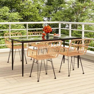 vidaXL Juego De Comedor De Jard&iacute;n 5 Piezas Rat&aacute;n Sint&eacute;tico Vidaxl