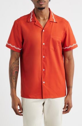 MAVRANS Rust Waves Performance Camp Shirt in Red at Nordstrom, Size Xx-Large