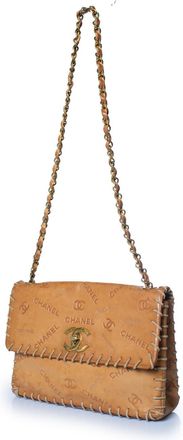 Chanel Pre-owned Womens brown embossed leather XL chain flap bag - One Size