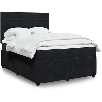 vidaXL Cama Box Spring Con Colch&oacute;n Terciopelo Negro 140x190 Cm Vidaxl