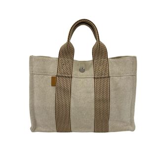 Herm&egrave;s Beige Toile H Handbag Tote Bag (Pre-Owned)