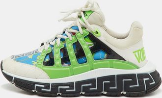 Versace Multicolor Leather And Fabric Trigreca Sneakers