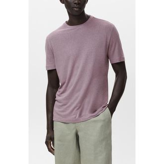 Mango Slim Fit Linen Blend T-Shirt in Lilac at Nordstrom, Size Small