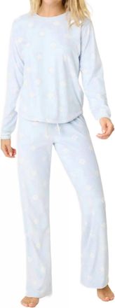 PJ Salvage Apr&egrave;s All Day Velour Pajama Set In Blue Whisper