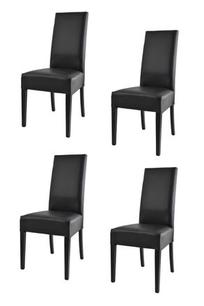 Tommychairs Tommychairs 4 Sillas Glory En Haya, Asiento En Polipiel Negro