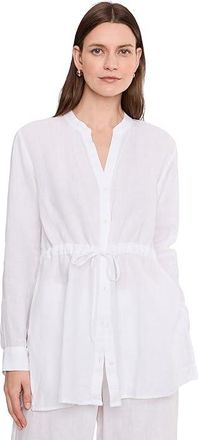 Eileen Fisher Organic Handkerchief Linen Long Shirt With Drawstrng Womens Clothing White : LG