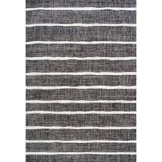 Jonathan Y Designs Colonia Berber Stripe Indoor/Outdoor Area Rug in Black/ivory at Nordstrom, Size 5Ft 0In X 8Ft 0In