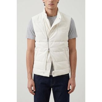 Brunello Cucinelli White Down Quilted Vest, Size Medium