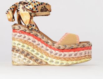 Kurt Geiger Sandalo con zeppa Chelsea in camoscio e raso stampato