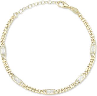 Glaze Jewelry Silver Cz Curb Bracelet