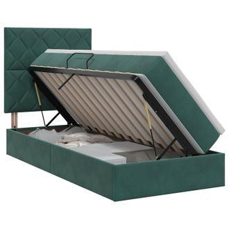 vidaXL Cama Con Almacenamiento Y Colch&oacute;n Verde Oscuro 100 X 200 Cm Vidaxl